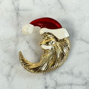 Vintage AAi Crescent Moon Santa Brooch